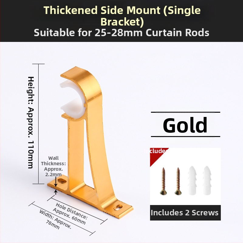 Aliuminio lydinio užuolaidų strypo laikiklis – vienam arba dviem strypams – fiksuota pagrindė – viršutinis arba šoninis montavimas