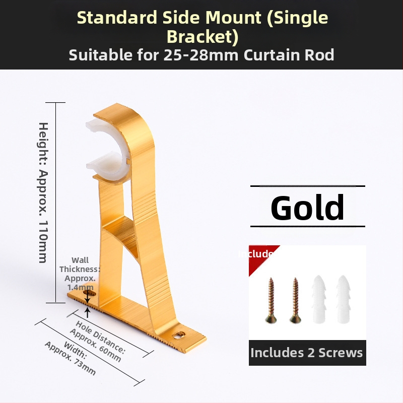 Aliuminio lydinio užuolaidų strypo laikiklis – vienam arba dviem strypams – fiksuota pagrindė – viršutinis arba šoninis montavimas