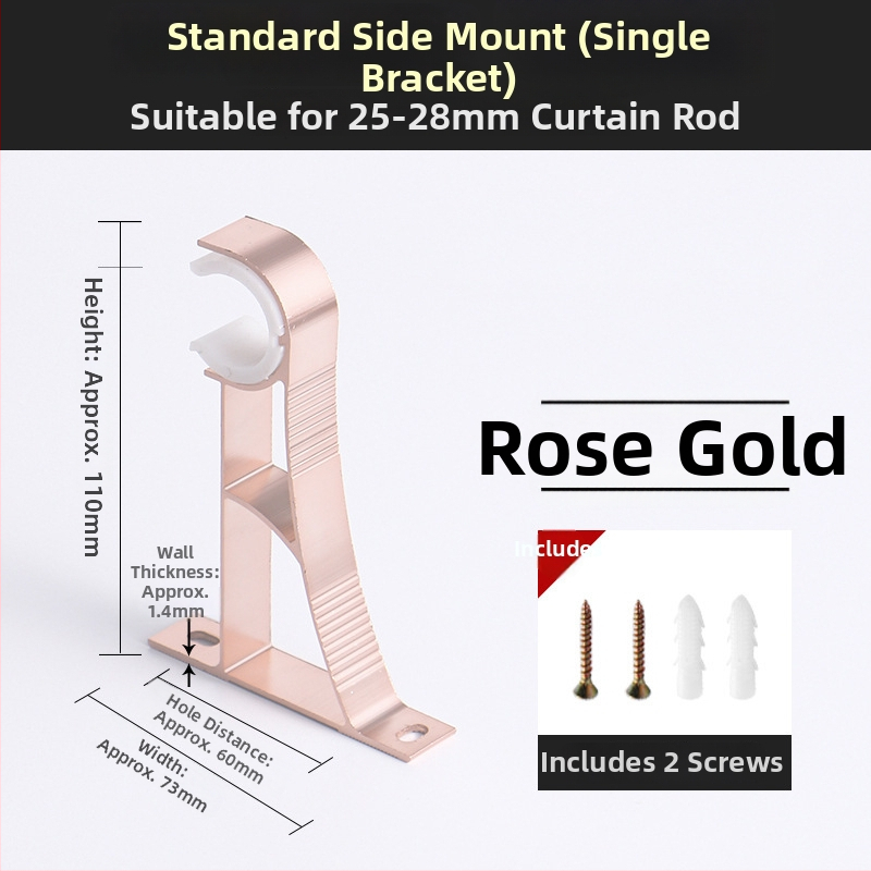 Aliuminio lydinio užuolaidų strypo laikiklis – vienam arba dviem strypams – fiksuota pagrindė – viršutinis arba šoninis montavimas