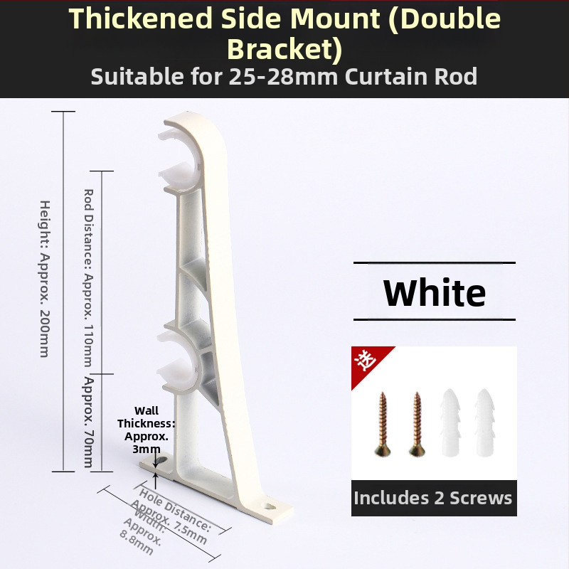 Aliuminio lydinio užuolaidų strypo laikiklis – vienam arba dviem strypams – fiksuota pagrindė – viršutinis arba šoninis montavimas