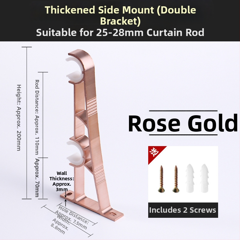 Aliuminio lydinio užuolaidų strypo laikiklis – vienam arba dviem strypams – fiksuota pagrindė – viršutinis arba šoninis montavimas