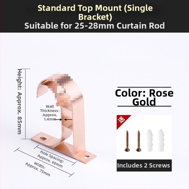 Aliuminio lydinio užuolaidų strypo laikiklis – vienam arba dviem strypams – fiksuota pagrindė – viršutinis arba šoninis montavimas