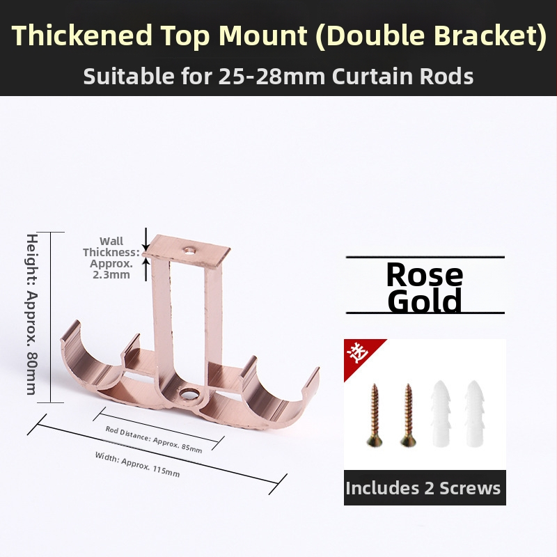 Aliuminio lydinio užuolaidų strypo laikiklis – vienam arba dviem strypams – fiksuota pagrindė – viršutinis arba šoninis montavimas