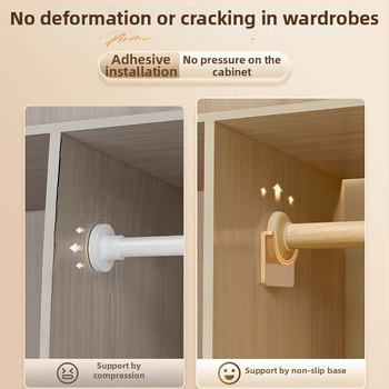 Nerūdijančio plieno drabužių džiovinimo strypas, teleskopinis, be gręžimo, skirta miegamojo spintos (medžiaga: nerūdijantis plienas; įrengimas: be gręžimo; naudojimas: drabužiams pakabinti miegamajame; stilius: naujas kinų stilius)