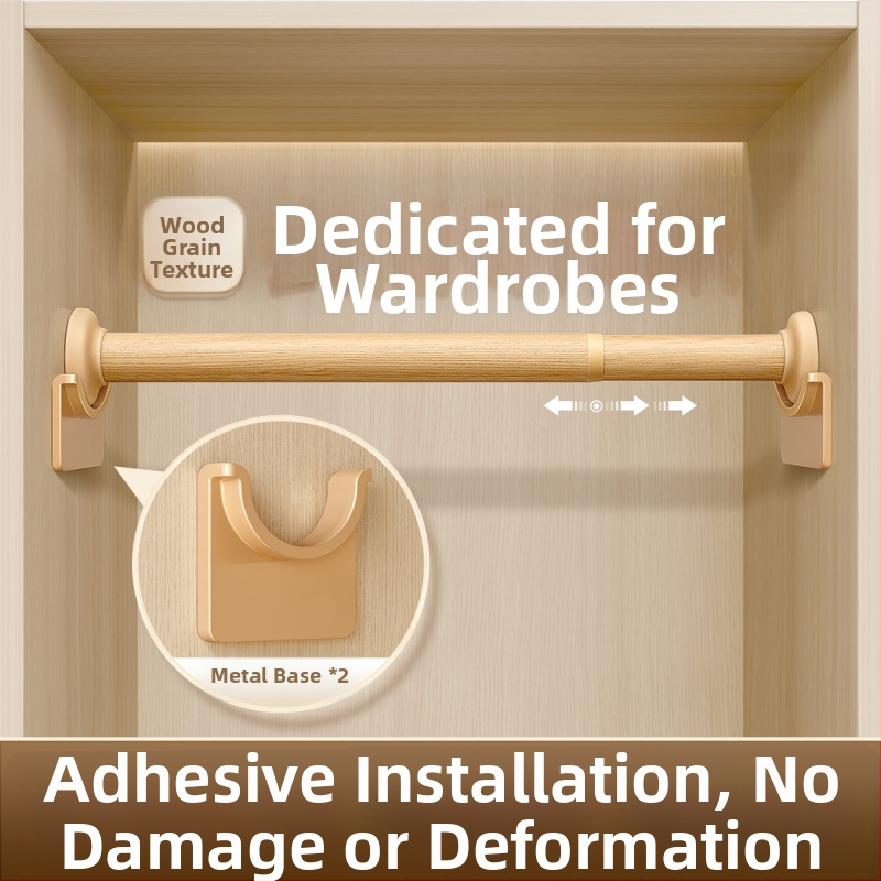 Nerūdijančio plieno drabužių džiovinimo strypas, teleskopinis, be gręžimo, skirta miegamojo spintos (medžiaga: nerūdijantis plienas; įrengimas: be gręžimo; naudojimas: drabužiams pakabinti miegamajame; stilius: naujas kinų stilius)