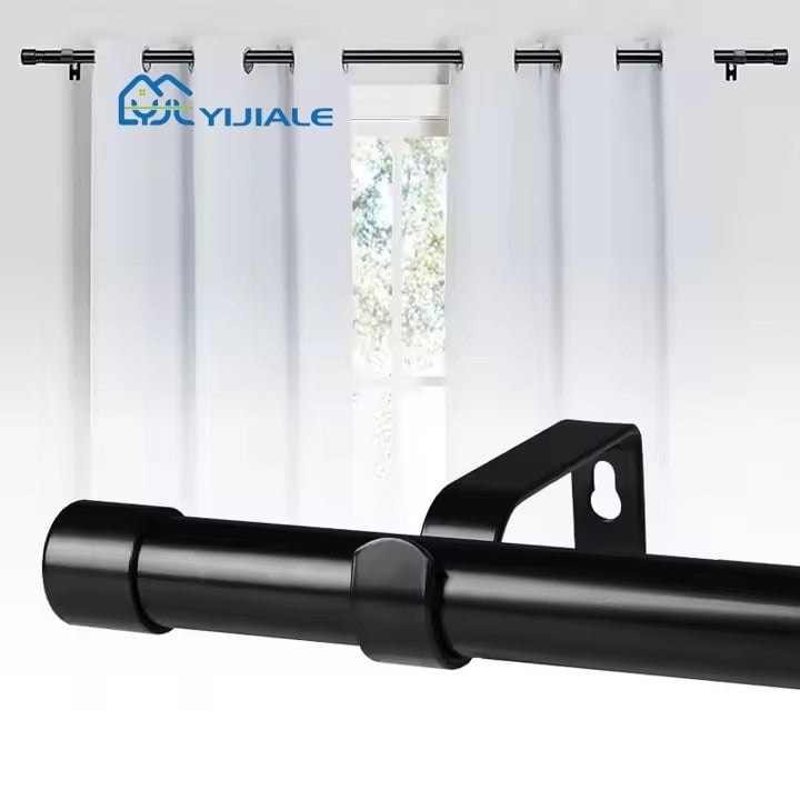 Yijiale teleskopinės užuolaidų lazdelės su aliuminio lydinio laikikliu, reguliuojamas vieno strypo laikiklis, pritaikomas dizainas