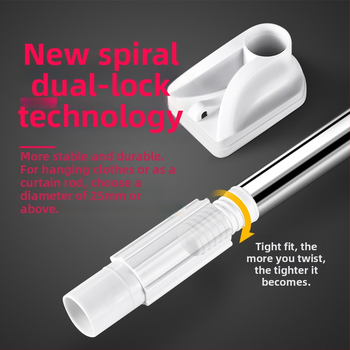 Teleskopinė drabužių lazda be gręžimo – nerūdijančio plieno, ištraukiama, skirta miegamajam ir voniai, paprastas montavimas