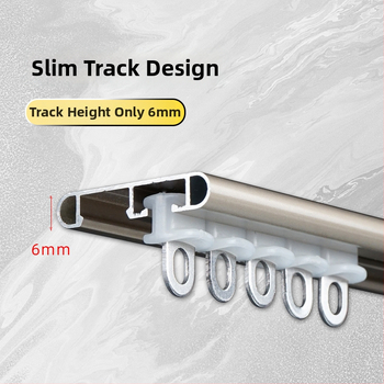 WR676 Завесен трек за прозорец с ъгъл и спалня, Алуминиева сплав, Горна монтаж, Тих и гладък прав водач