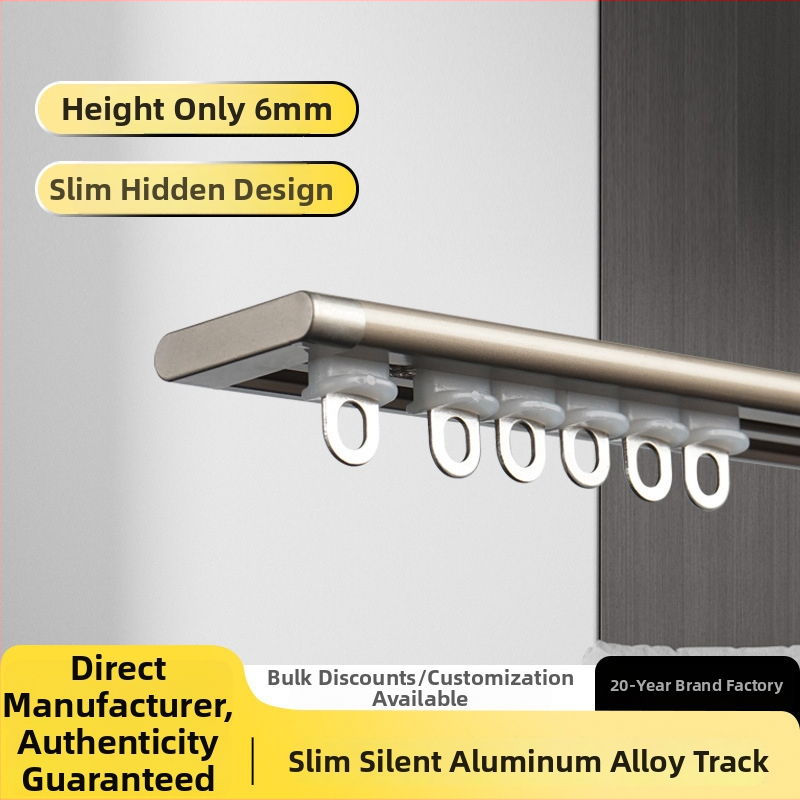 WR676 Завесен трек за прозорец с ъгъл и спалня, Алуминиева сплав, Горна монтаж, Тих и гладък прав водач