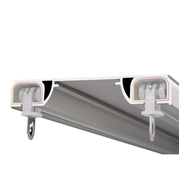 Aliuminio lydinio užuolaidų bėgiklis su dvigubu taku, sujungtas dizainas, pritaikomas, šviesus prabangos stilius