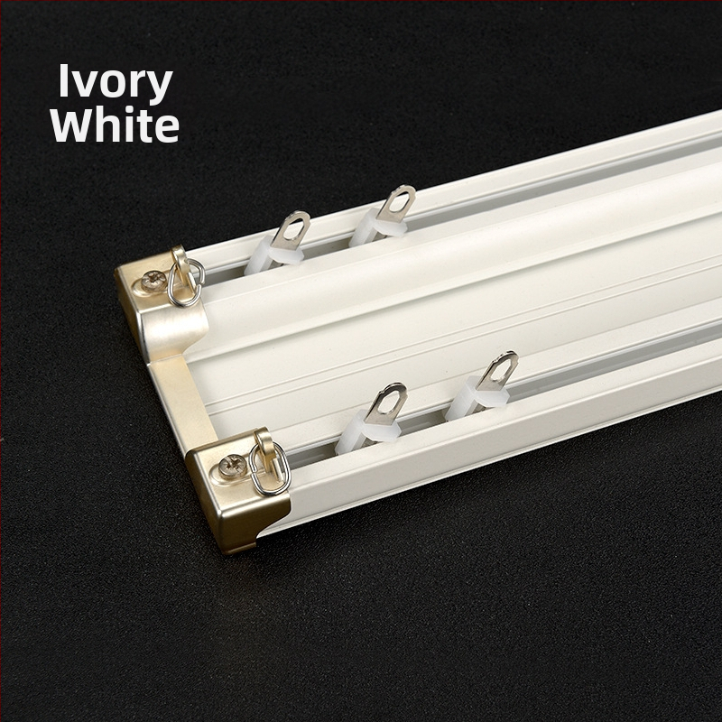 Aliuminio lydinio užuolaidų bėgiklis su dvigubu taku, sujungtas dizainas, pritaikomas, šviesus prabangos stilius