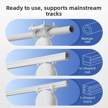 Bluetooth užuolaidų robotas su nuotolinio laikmačio planavimu ir balso kontrole, USB maitinimas 5V 1A, nominalus įtampa 3,7V, ličio baterija, suderinamas su Romos lazda, U formos lazda ir pramonine bėgele