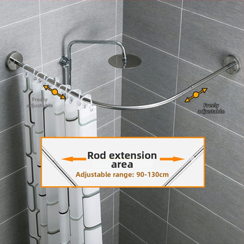 Pus-U formos dušo užuolaidos lazda iš nerūdijančio plieno, reikalauja gręžimo, voniai, šiuolaikinis stilius