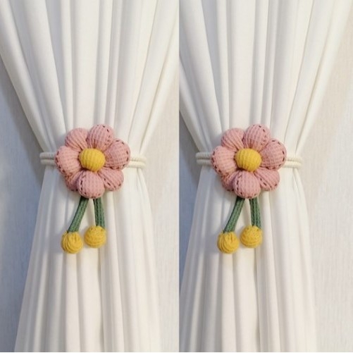 Връзка за завеси с цветна украса, връзки за мрежести завеси и заключваща закопчалка за съхранение