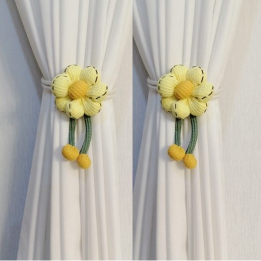 Връзка за завеси с цветна украса, връзки за мрежести завеси и заключваща закопчалка за съхранение