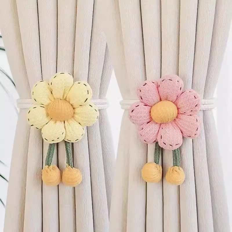 Връзка за завеси с цветна украса, връзки за мрежести завеси и заключваща закопчалка за съхранение