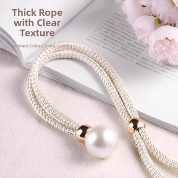 Zavesu aizkaru piespraudes komplekts, 2 gab., ar pērļu dekoru, no auduma, Lan xiang zīmols, uzstādīšana bez urbšanas