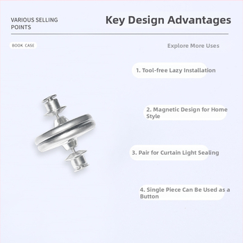 Užuolaidų spaustukas su stipriu magnetiniu prisitraukimu, iš aliuminio lydinio, nuimamas magnetinis uždarymas, užkerta šviesos pratekėjimą