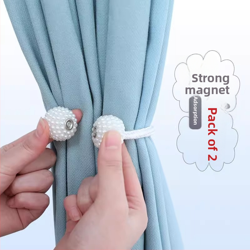 Perlīšu magnētiskie aizkaru aizkavi, audums, mūsdienīgs minimālisma stils, bez urbšanas