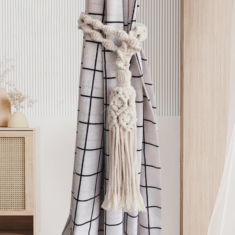 Jiuli Curea pentru perdea – stil Boem, sfoară țesută manual din bumbac și in, design modern minimalist, personalizabil