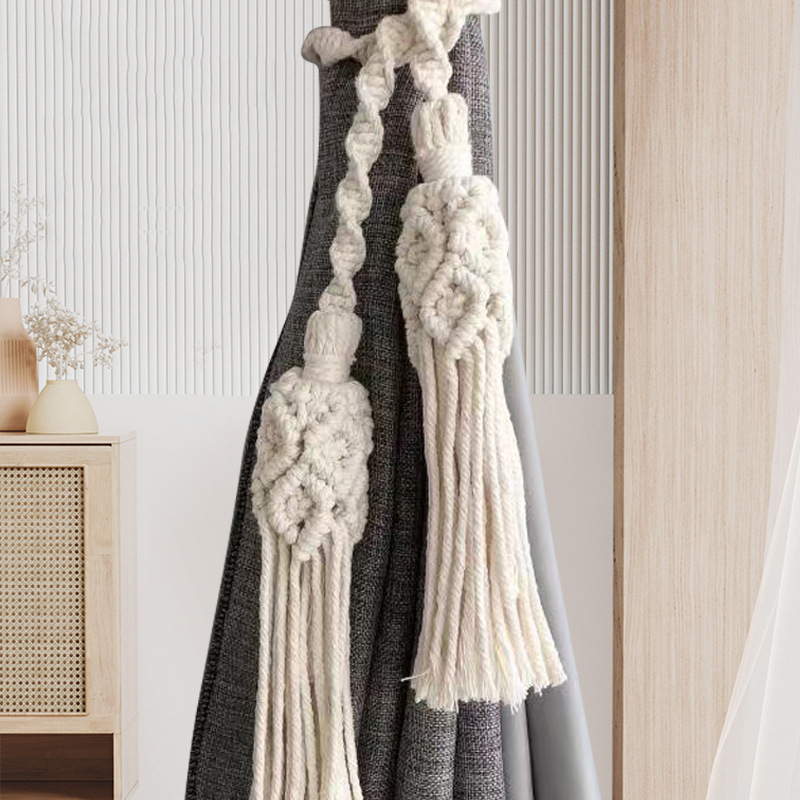 Jiuli Curea pentru perdea – stil Boem, sfoară țesută manual din bumbac și in, design modern minimalist, personalizabil