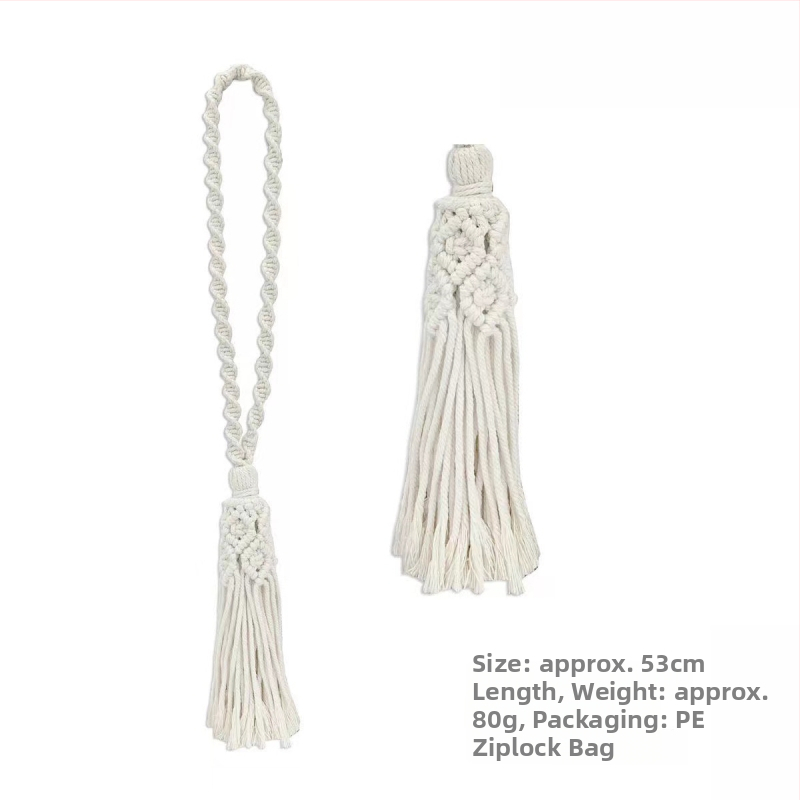 Jiuli užuolaidų juosta – bohemiškas stilius, rankų pynimo medvilnės ir lino virvė, modernus minimalistinis dizainas, pritaikoma