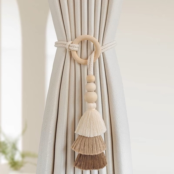 Legături pentru perdea cu șnur cu ciucuri reglabil, Cataramă, Guanrui, din bumbac și in