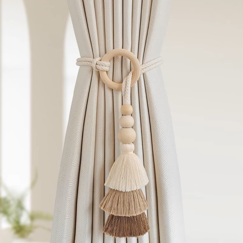 Legături pentru perdea cu șnur cu ciucuri reglabil, Cataramă, Guanrui, din bumbac și in