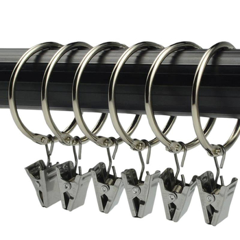 Užuolaidų žiedas su klipu ir sagtimi dušo užuolaidoms, romėnų stilius, šiuolaikinis minimalistinis dizainas