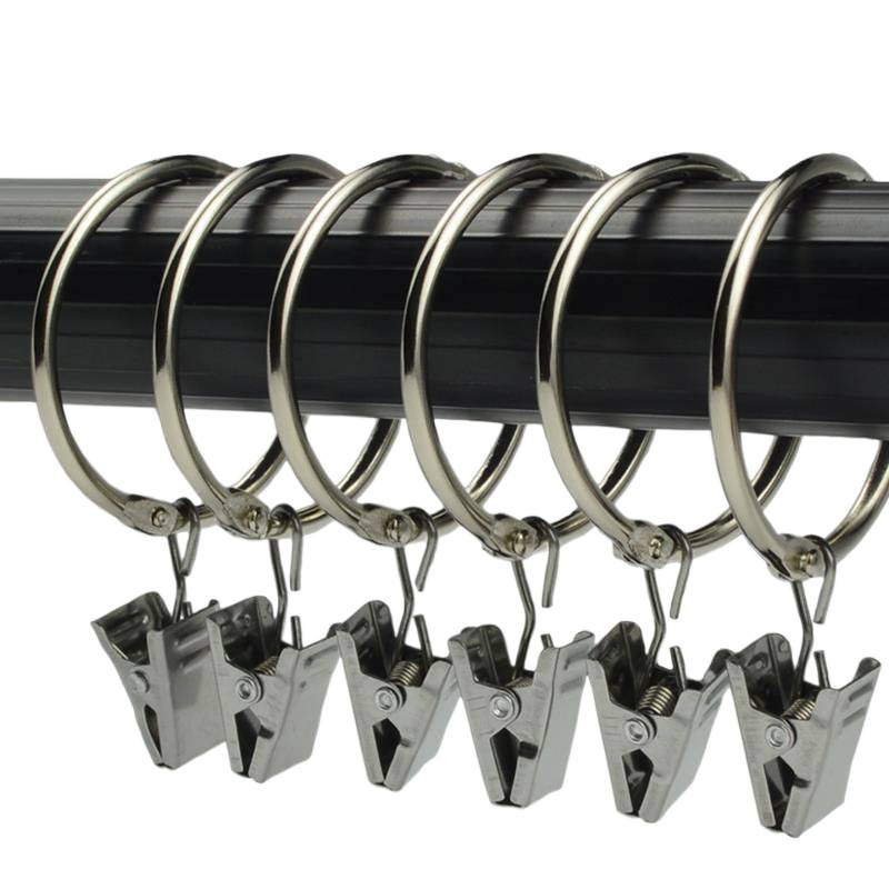 Užuolaidų žiedas su klipu ir sagtimi dušo užuolaidoms, romėnų stilius, šiuolaikinis minimalistinis dizainas