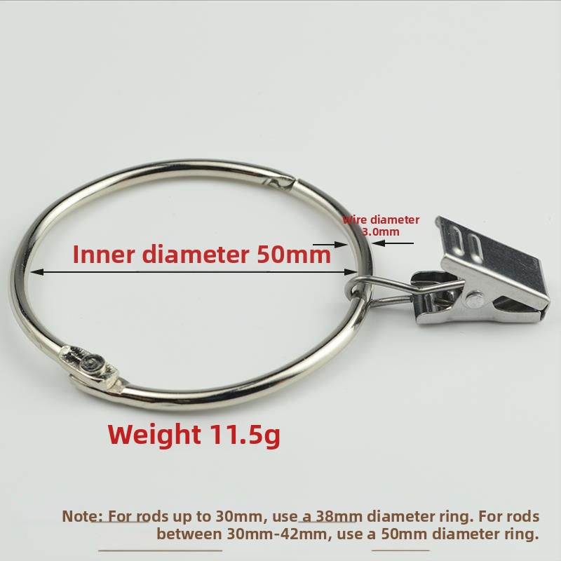 Užuolaidų žiedas su klipu ir sagtimi dušo užuolaidoms, romėnų stilius, šiuolaikinis minimalistinis dizainas