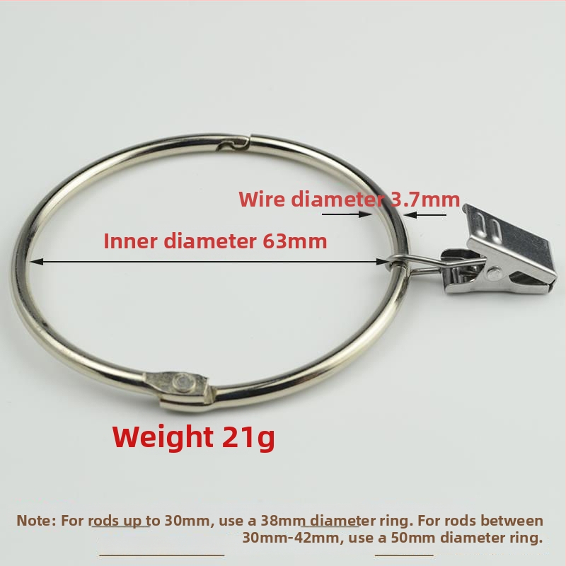 Užuolaidų žiedas su klipu ir sagtimi dušo užuolaidoms, romėnų stilius, šiuolaikinis minimalistinis dizainas