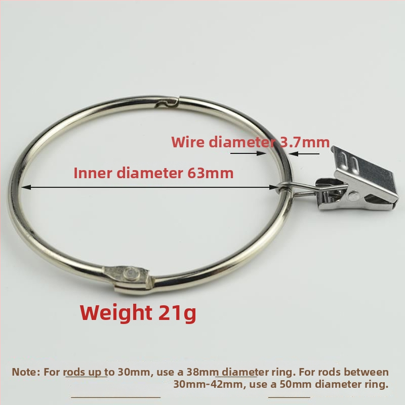 Užuolaidų žiedas su klipu ir sagtimi dušo užuolaidoms, romėnų stilius, šiuolaikinis minimalistinis dizainas