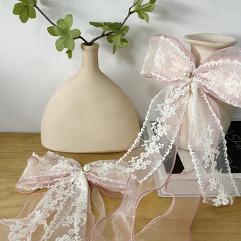 Bandă dublu-strat cu funda din dantelă pentru perdea — Material: Dantelă; Categorie: Curele pentru perdea; Stil: Modern Minimalist