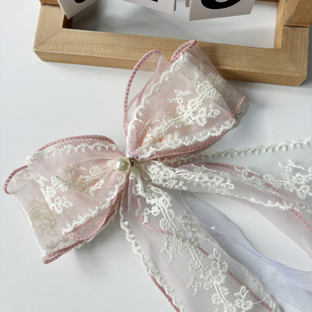 Bandă dublu-strat cu funda din dantelă pentru perdea — Material: Dantelă; Categorie: Curele pentru perdea; Stil: Modern Minimalist