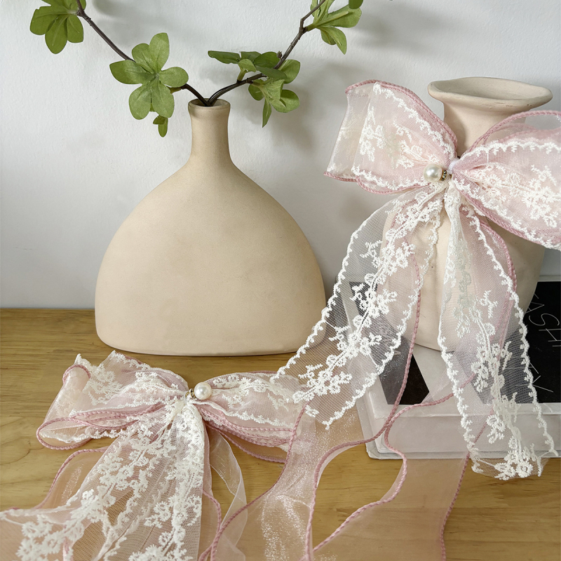 Bandă dublu-strat cu funda din dantelă pentru perdea — Material: Dantelă; Categorie: Curele pentru perdea; Stil: Modern Minimalist