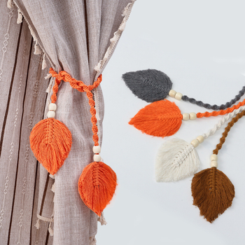 Sheng Long șnur de perdeu din bumbac țesut manual, design boem cu frunze, personalizabil, etichetă privată disponibilă