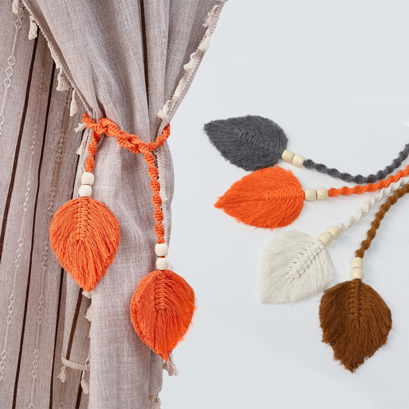 Sheng Long șnur de perdeu din bumbac țesut manual, design boem cu frunze, personalizabil, etichetă privată disponibilă