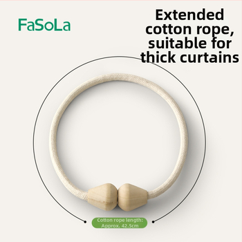 Užuolaidų juostos su magnetine sagtimi, iš masyvaus medžio, retųjų žemių magnetas ir medvilninis virvas