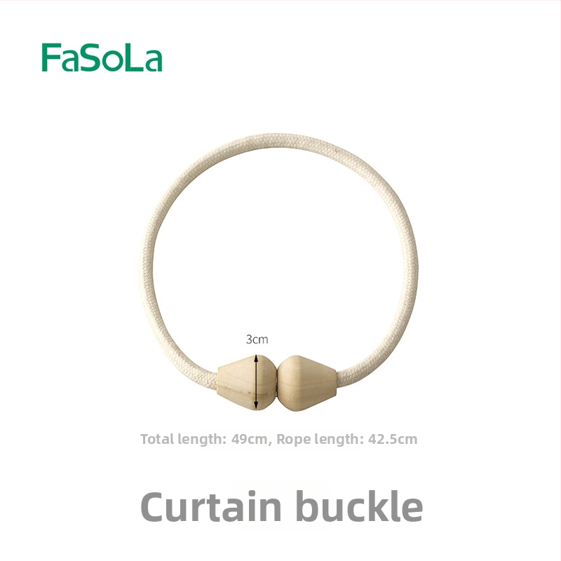 Užuolaidų juostos su magnetine sagtimi, iš masyvaus medžio, retųjų žemių magnetas ir medvilninis virvas