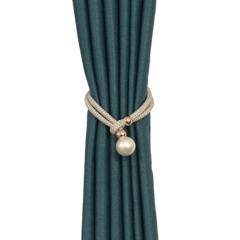 Legături pentru perdea din țesătură cu accente perlate, șnururi de strângere reglabile, stil lux lejer