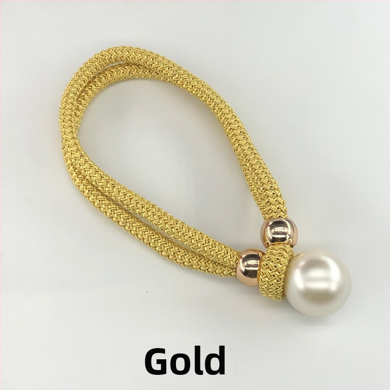 Audinių užuolaidų raišteliai su perlų akcentais, reguliuojami surišimo dirželiai, lengvas prabangos stilius