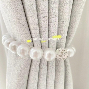 Perlinių užuolaidų dirželiai su magnetine sagtimi – pora užuolaidų diržų iš tinklelio be skylių, su tempiamu virve; pritaikoma; prekės ženklas Qiwang; medžiaga magnet+ABS; šiuolaikiškas paprastas stilius