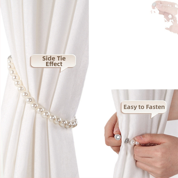 Perlinių užuolaidų dirželiai su magnetine sagtimi – pora užuolaidų diržų iš tinklelio be skylių, su tempiamu virve; pritaikoma; prekės ženklas Qiwang; medžiaga magnet+ABS; šiuolaikiškas paprastas stilius