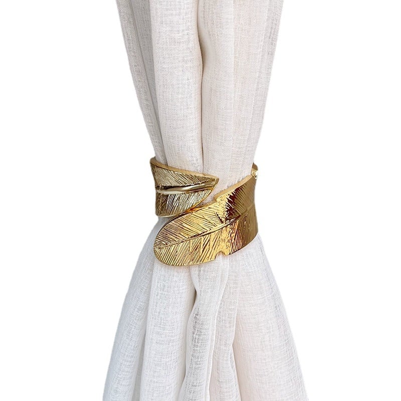 Cleme pentru perdea cu model frunză și arc metalic, aliaj | Fan yutong, stil lux, personalizabil