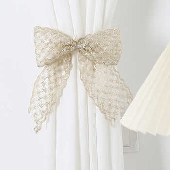 Bandă pentru perdea din dantelă - design modern minimalist, decor cu funda brodată