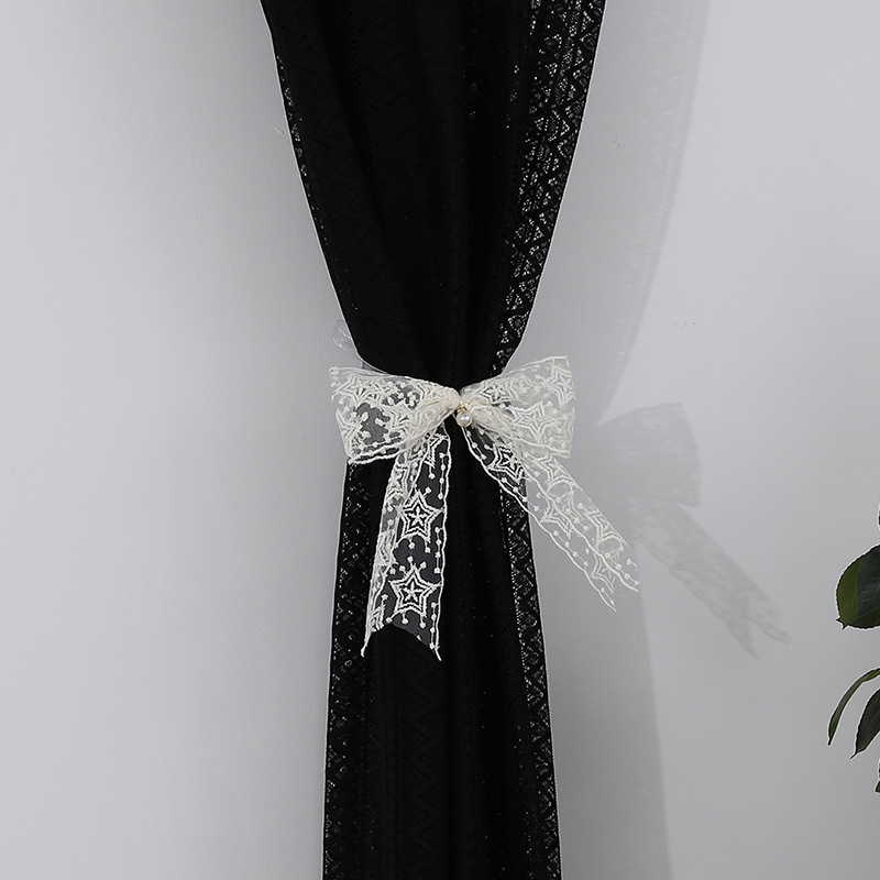 Bandă pentru perdea din dantelă - design modern minimalist, decor cu funda brodată