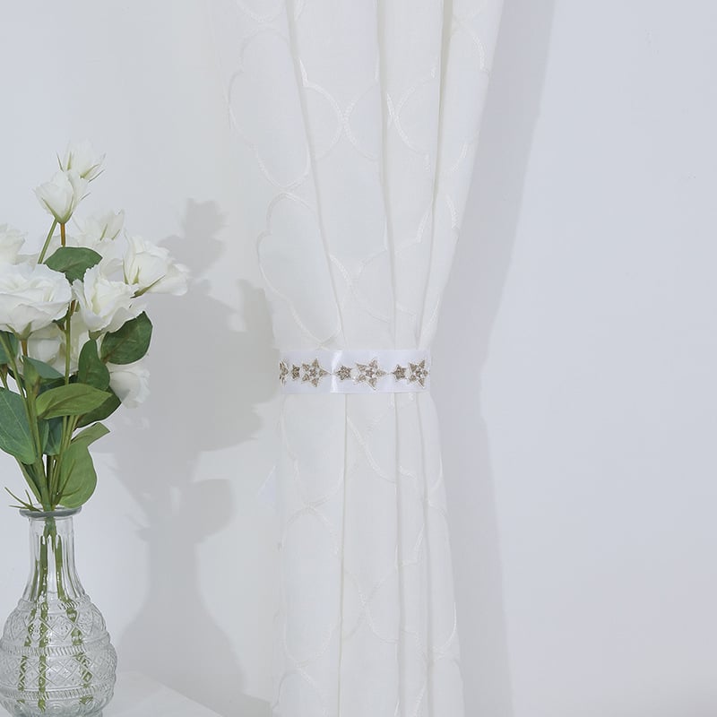 Bandă pentru perdea din dantelă - design modern minimalist, decor cu funda brodată