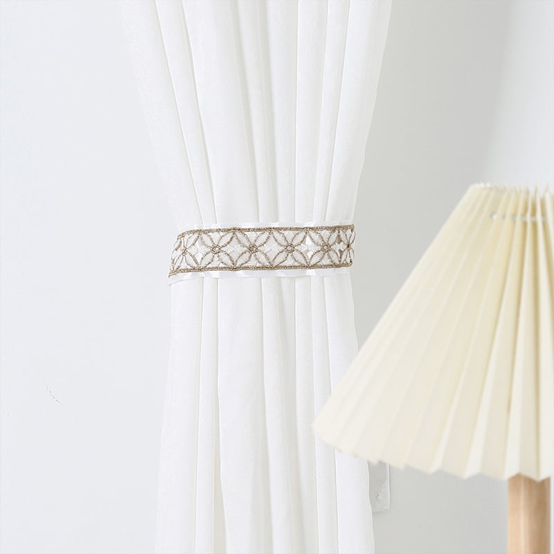 Bandă pentru perdea din dantelă - design modern minimalist, decor cu funda brodată