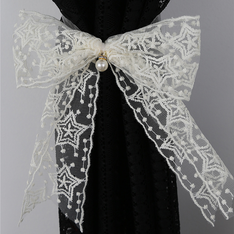 Bandă pentru perdea din dantelă - design modern minimalist, decor cu funda brodată